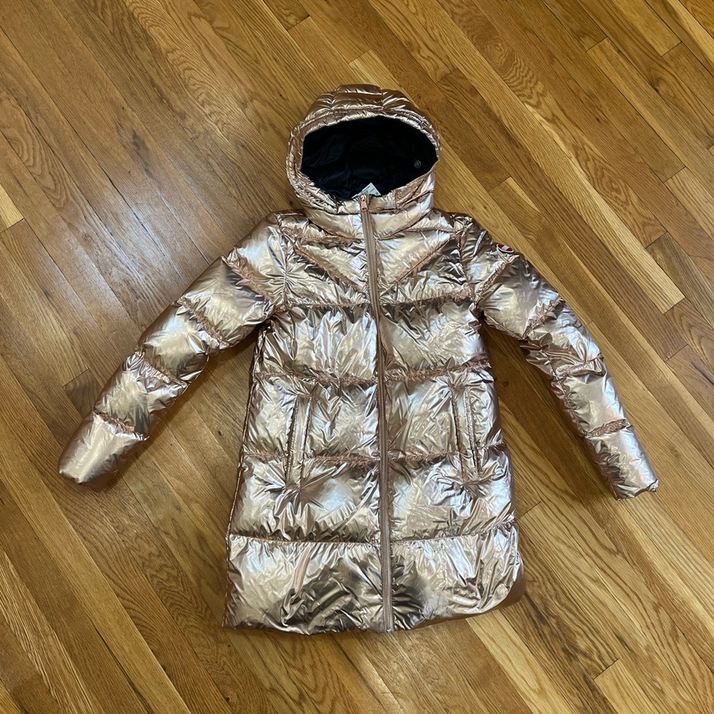 COLMAR Metallic Rose Gold Puffer Coat with Hood
